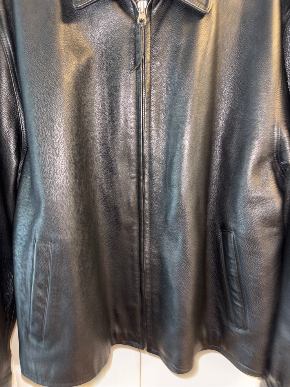 Vintage 90’s Men’s Tommy Hilfiger Black Leather Bomber Jacket - Size Large - Picture 7 of 11